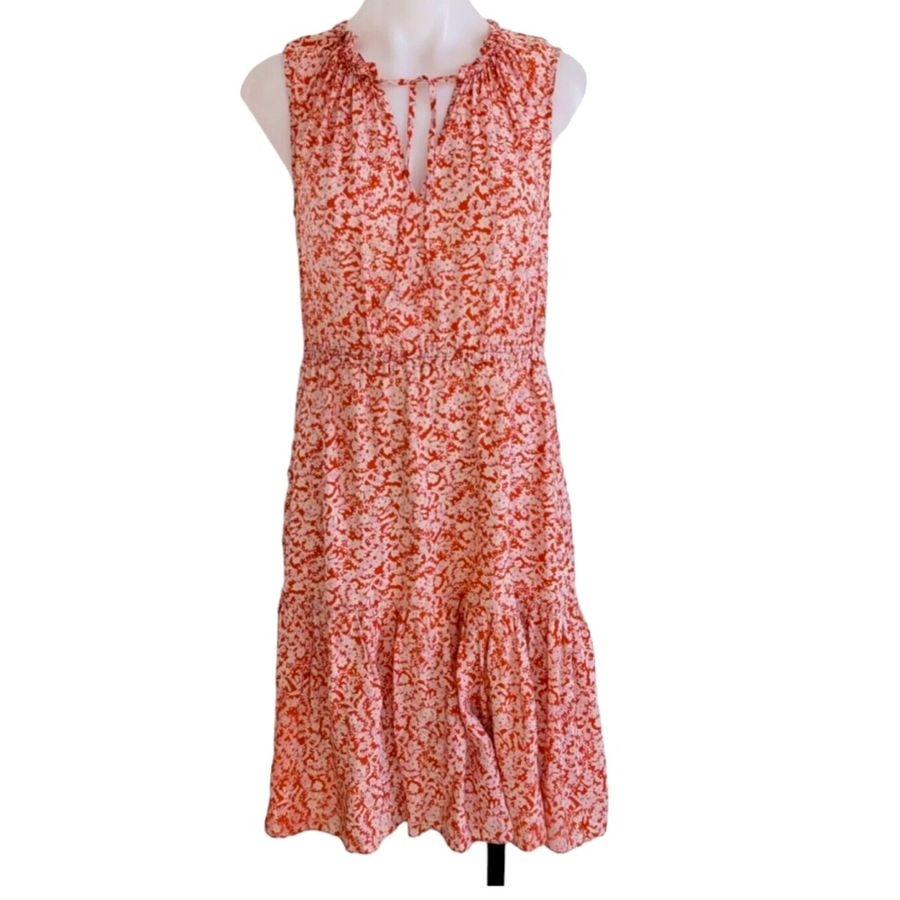 Rebecca Taylor Provence Block Orange White Silk Shift Dress